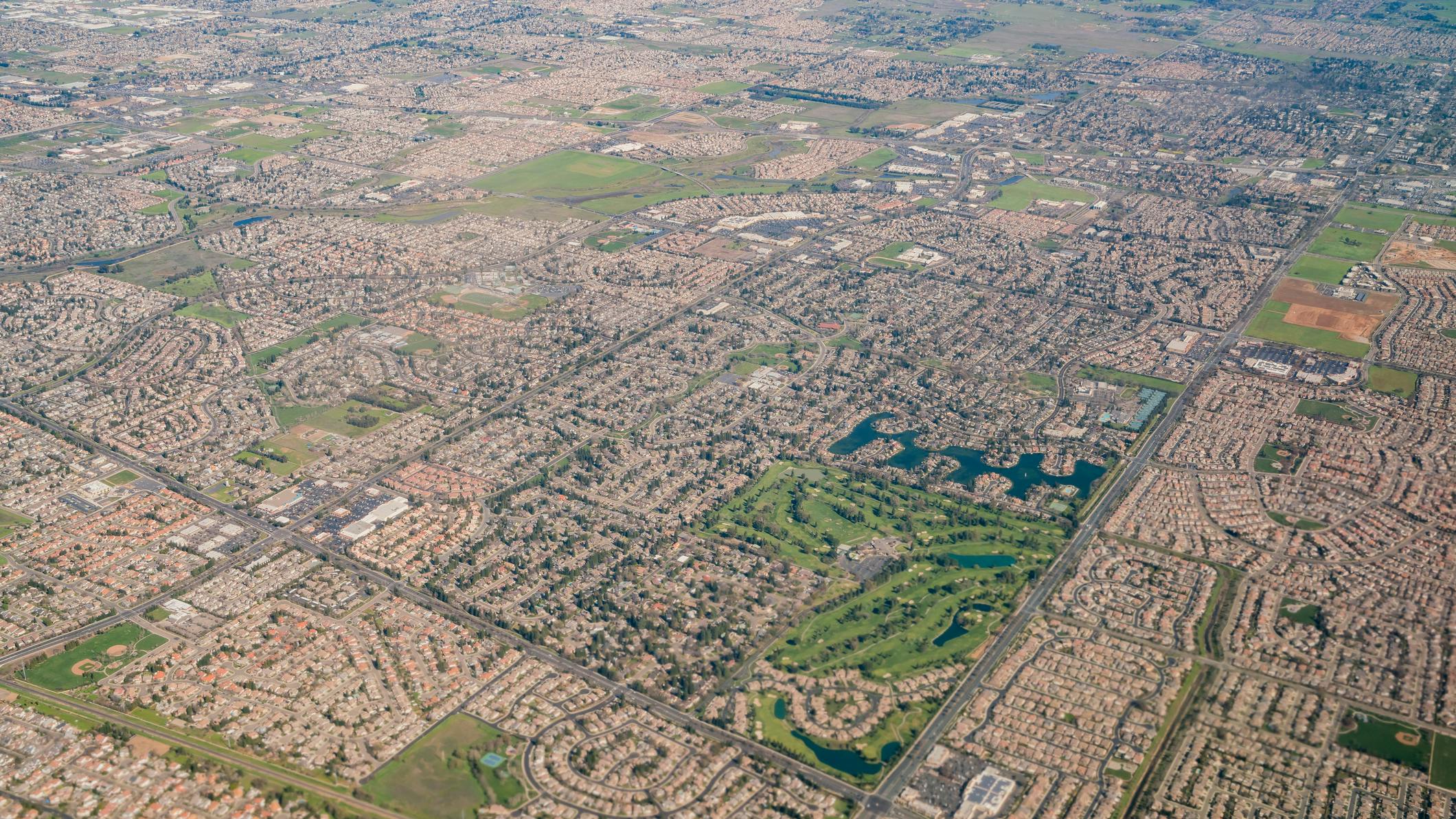 Aerial view of the Elk Grove area, Sacramento County, California