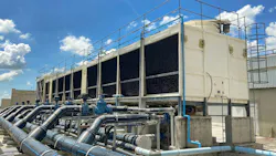 cooling tower located in a large data center building cooling tower located in a large data center building