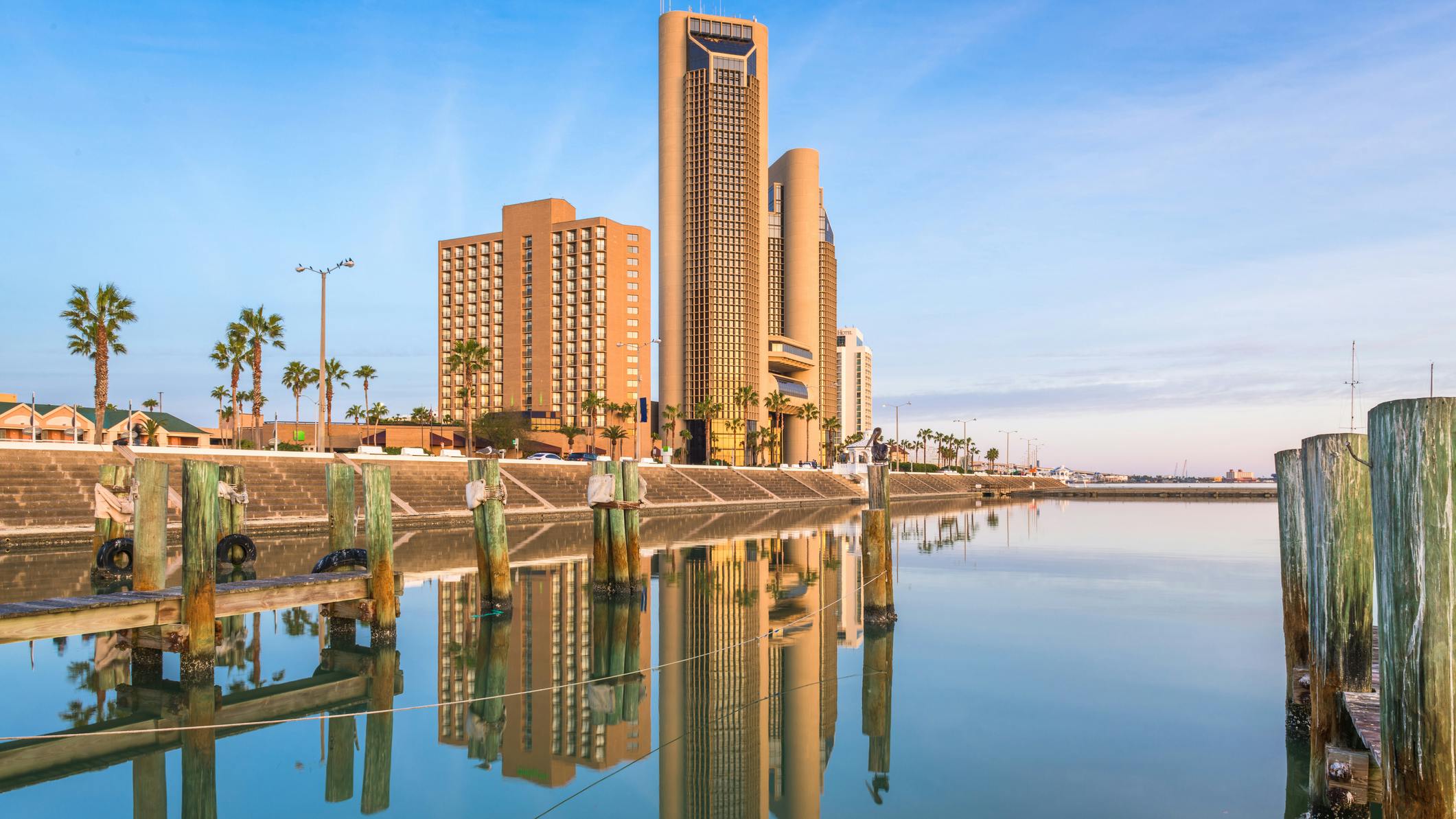 Corpus Christi, Texas, USA skyline on the bay in the day