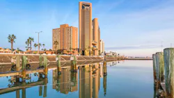 Corpus Christi, Texas, USA skyline on the bay in the day Corpus Christi, Texas, USA skyline on the bay in the day