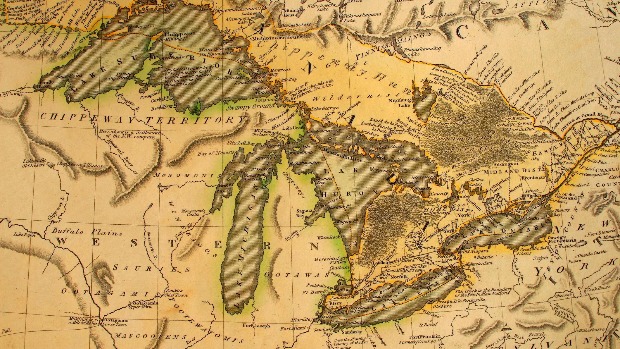 Antique Map of the Great Lakes