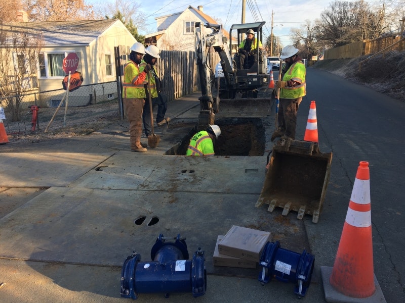 Excavating for pipe repair Charlottesville, VA