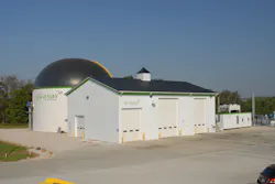 Receiving stations connected to an anaerobic digester at the Wooster, Ohio, Buckeye Biogas facility. Approximately 1 megawatt of electricity is produced per hour from this digester. Receiving stations connected to an anaerobic digester at the Wooster, Ohio, Buckeye Biogas facility. Approximately 1 megawatt of electricity is produced per hour from this digester.