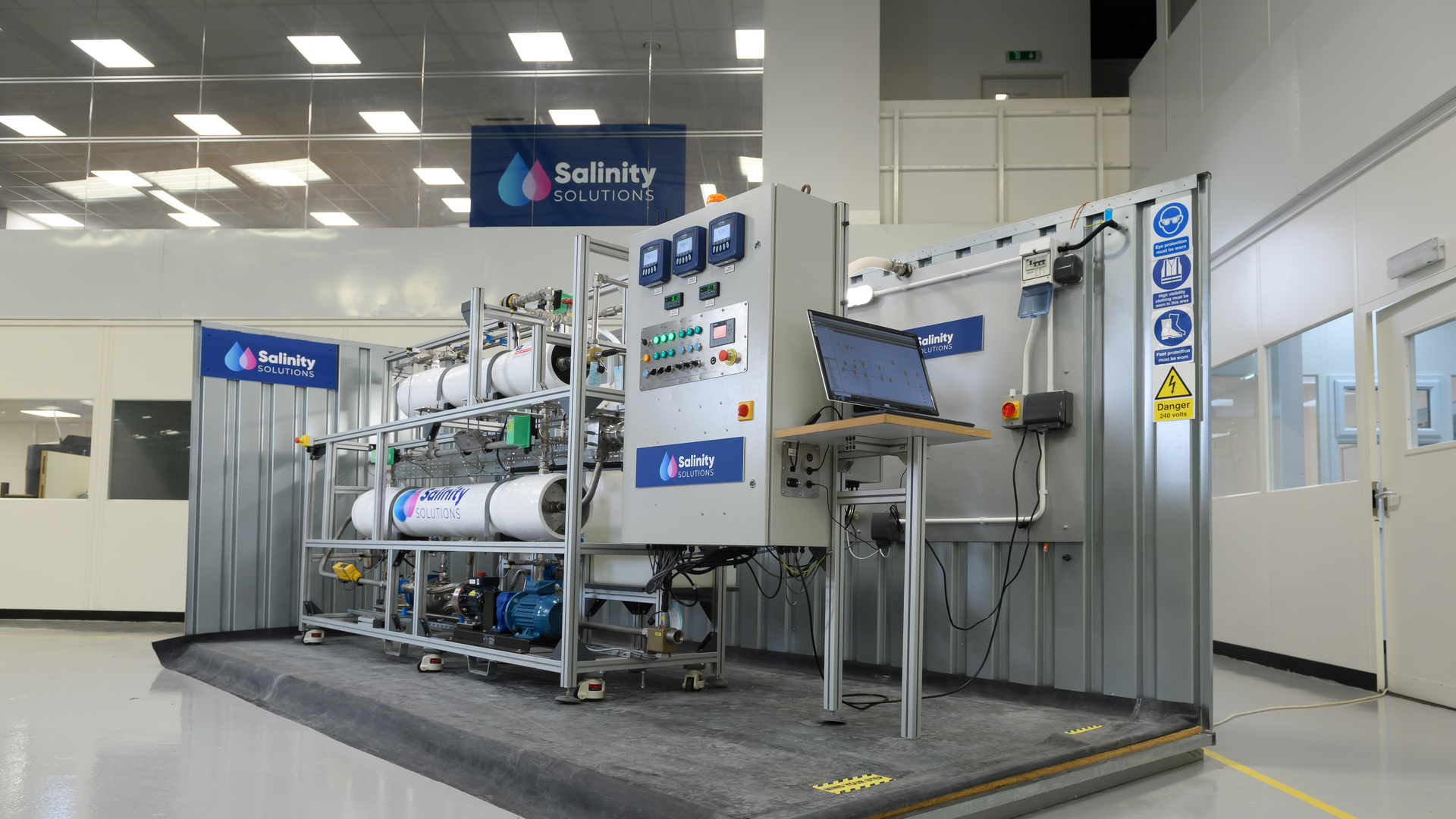 Salinity Solutions' technology in-situ at its Coventry base.