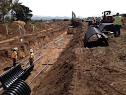 Trenching, distribution piping and chambers will allow for an efficient aquifer recharge system. Trenching, distribution piping and chambers will allow for an efficient aquifer recharge system.