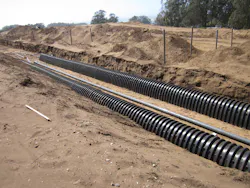 Several trenches were excavated to accommodate and spread out the flow of 1.6 million gallons per day. Several trenches were excavated to accommodate and spread out the flow of 1.6 million gallons per day.