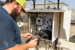 Kolton Stephens, operator at Ten Mile Creek Regional Wastewater System, enters data on site. Kolton Stephens, operator at Ten Mile Creek Regional Wastewater System, enters data on site.