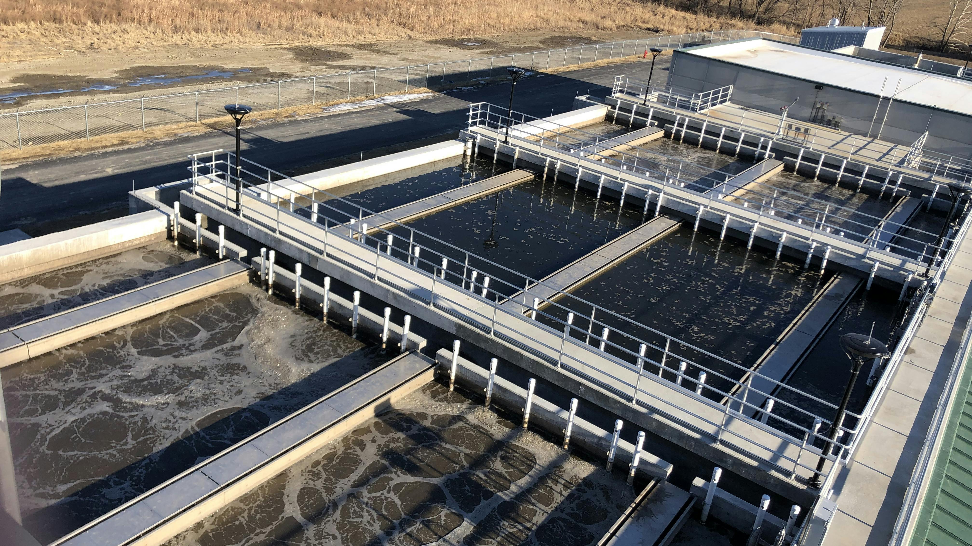 An example of the Aqua Nereda aerobic granular sludge process, which remove carbon, nitrogen, phosphorus and other pollutants with a granular biomass denser than conventional activated sludge flocculant.
