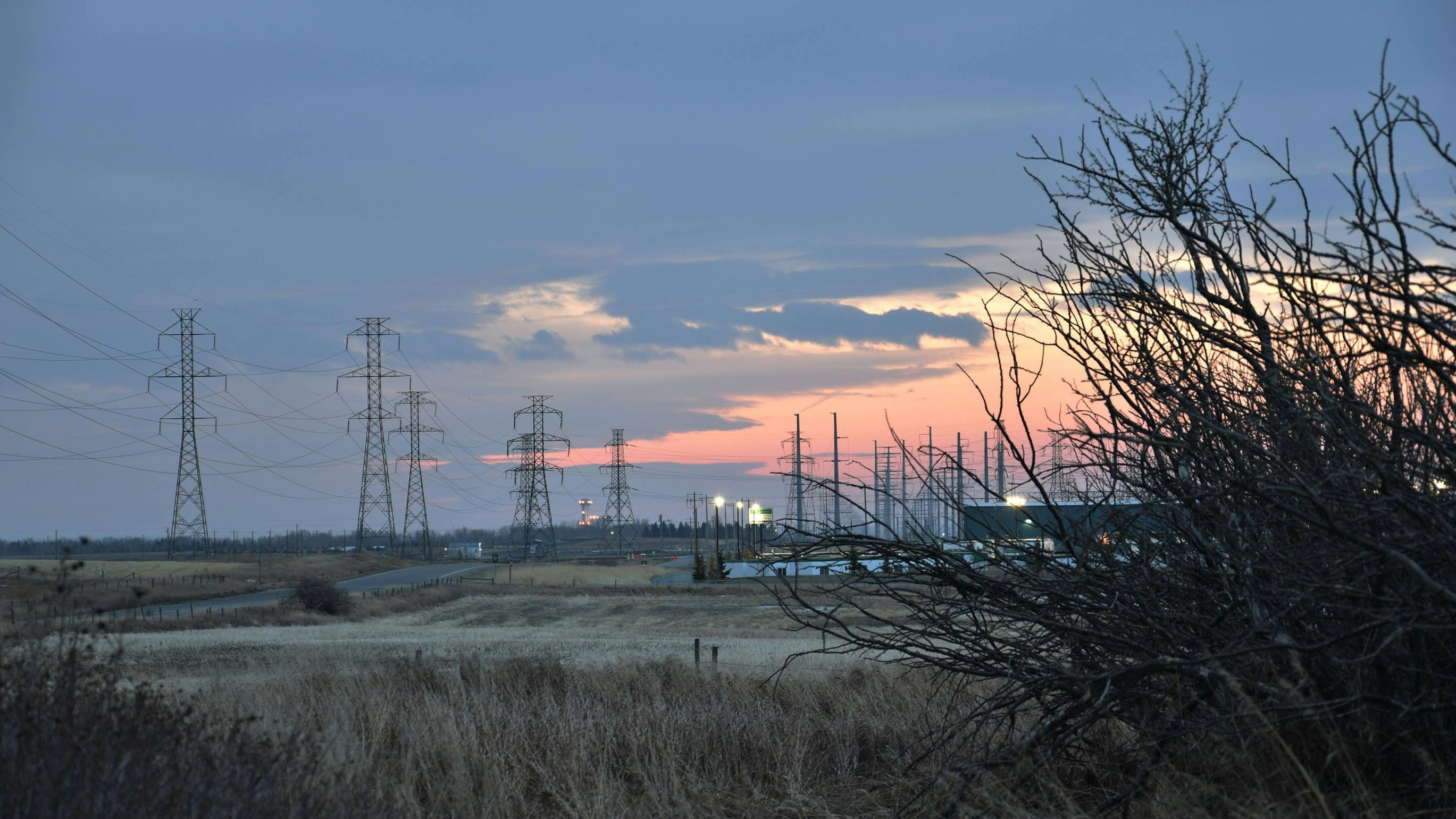Power lines near Chestermere, Alberta