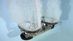 A close-up view of the Kasco HydraForce agitator that can be used for fats, oils and grease break-up in wastewater systems. A close-up view of the Kasco HydraForce agitator that can be used for fats, oils and grease break-up in wastewater systems.