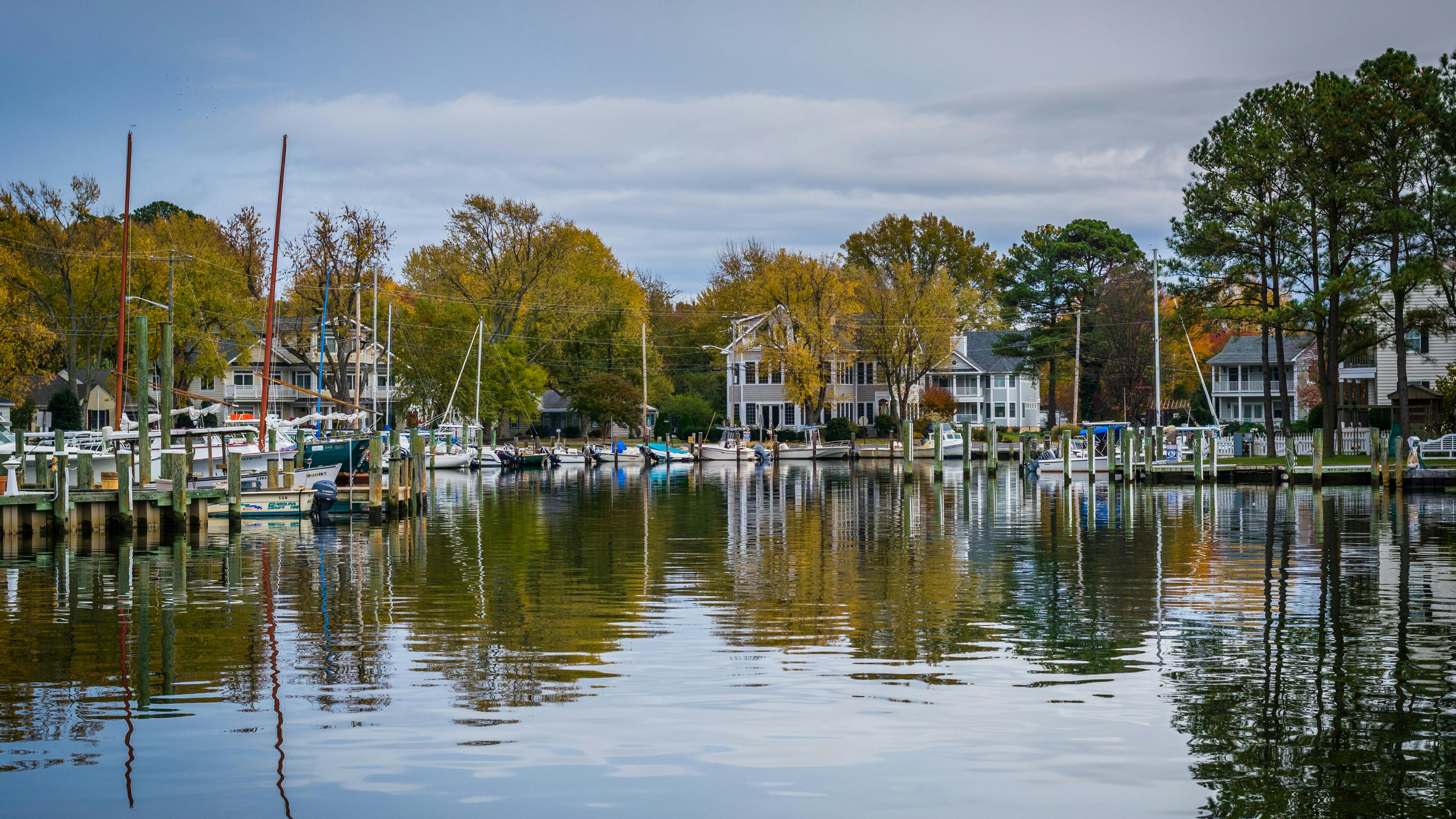 A view of a marina in St. Michaels, Maryland along the coasst of the Chesapeake Bay. The Chesapeake Bay watershed has become a posterchild for nutrient removal and reduction strategies in the United States.