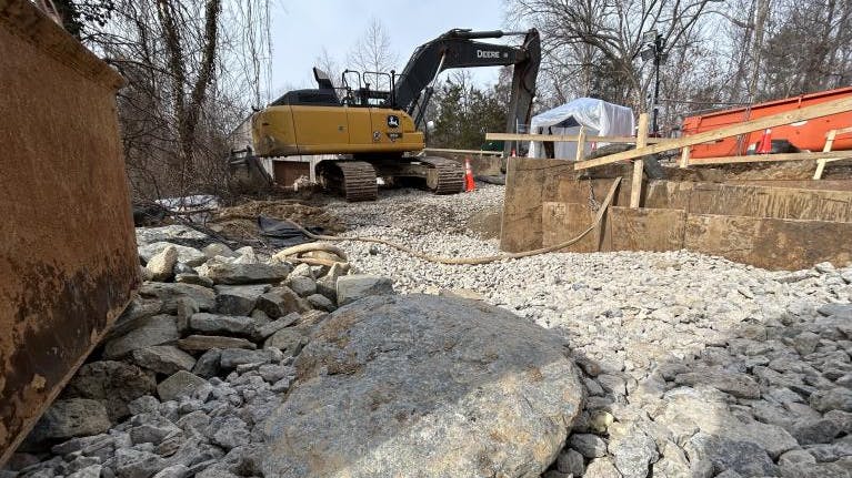 Rock removed around the Potomac Interceptor (Photo credit: DC Water).