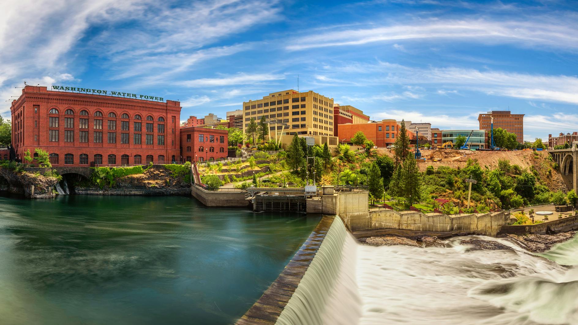 Washington Water Power building and the Monroe Street Bridge in Spokane