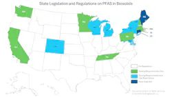 A visual respresentation of state PFAS regulatory status across the United States as of April 3, 2026 using sources on file with Hollingsworth LLP. A visual respresentation of state PFAS regulatory status across the United States as of April 3, 2026 using sources on file with Hollingsworth LLP.